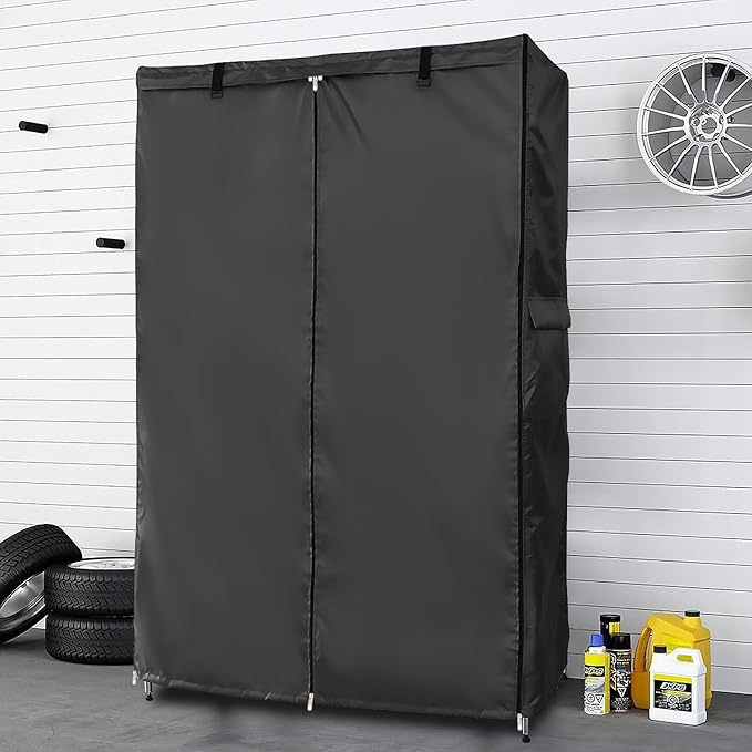 Wire Rack Covers,Heavy Duty 600D Dustproof Waterproof Storage Rack Covers for Metal Shelves,Storage Shelf Cover with Zipper for Wire Shlef,60''W x 24''D x 71''H,Black with Clear Front