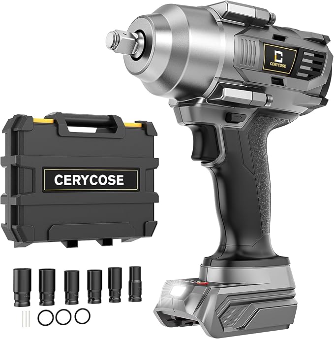 Cordless impact Wrench 1/2 inch Compatible with Dewalt Battery, 750FT-LBS (1000N.m) Brushless Electric Impact Gun Includes LED Work Light with 6 Sockets, High Torque Impact Driver, Bare Tool Only