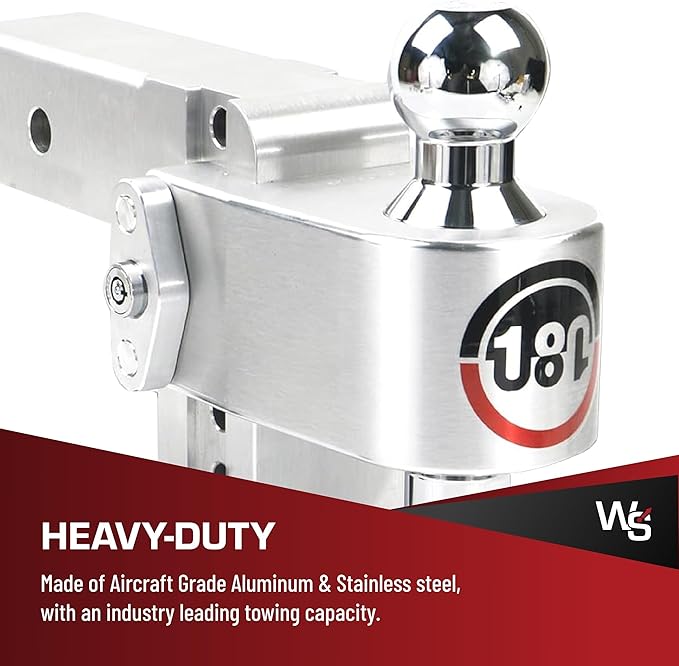 Weigh Safe Adjustable Trailer Hitch Ball Mount - 4" Adjustable Drop Hitch for 2.5" Receiver - Premium Heavy Duty Aluminum Trailer Tow Hitch w/Chrome Plated Tow Balls (2" & 2 5/16") - 18,500 GTW