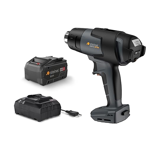 Steinel Cordless Heat Gun MobileHeat MH5 Set, incl. 8.0 Ah Battery and Charger with Case, 23 VAC Professional Hot Air Gun, 930 °F, 10.5 cfm