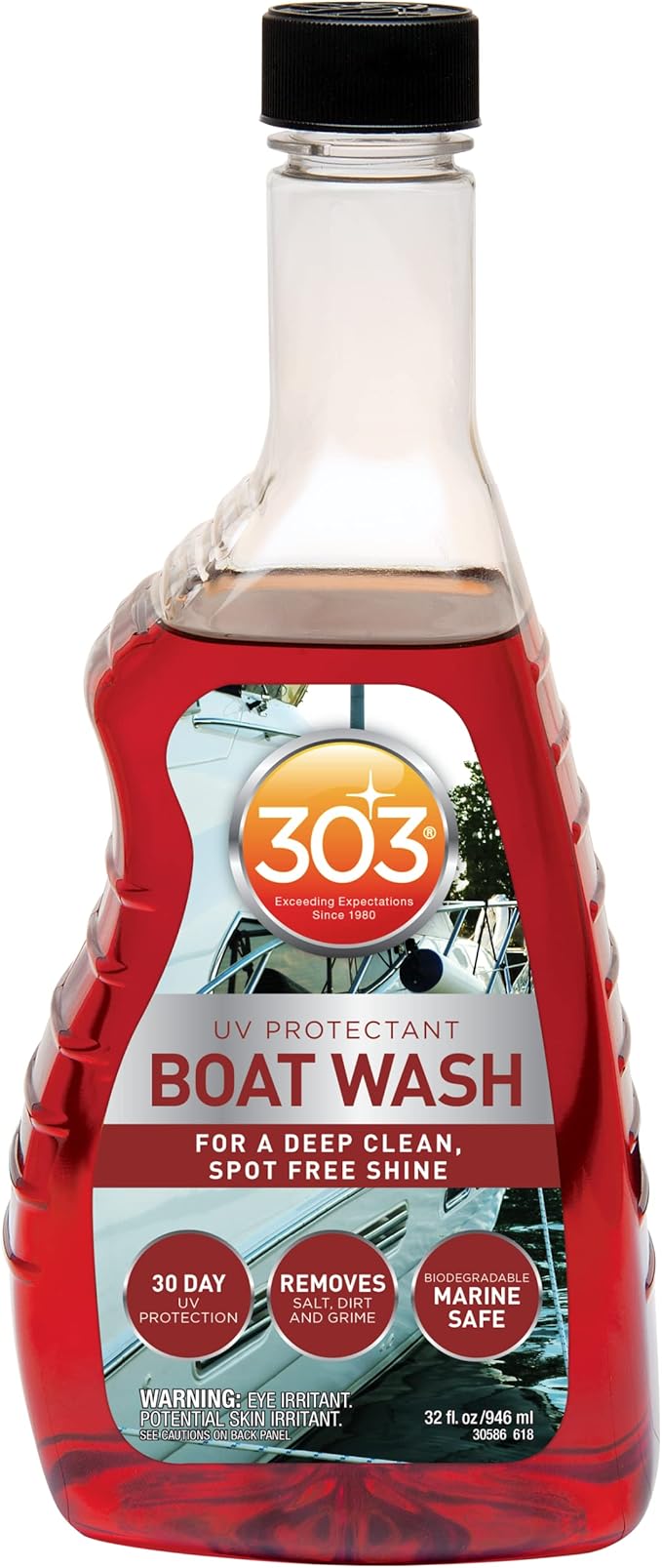303 Products Marine Boat Wash with UV Protectant - For A Deep Clean, Spot Free Shine - 30 Day UV Protection - Removes Salt, Dirt, And Grime - 32 fl. oz. (30586)