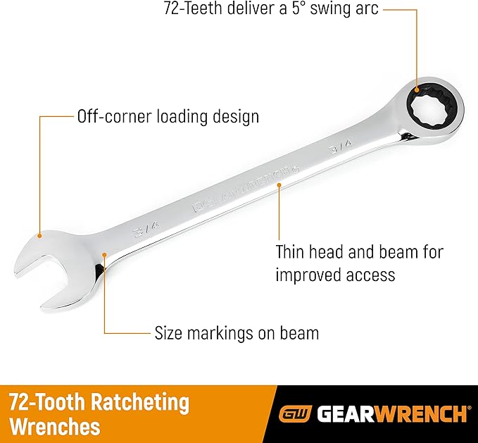 GEARWRENCH Ratcheting Combination SAE/Metric Wrench Set 10 Pc., 12 Point - 9418