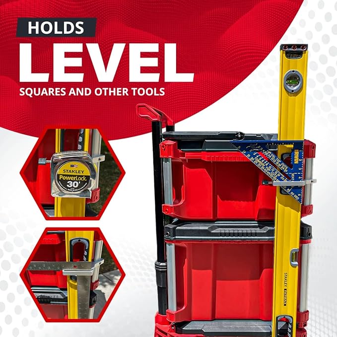 Alpha Engineered Level Mount Holder Compatible with Milwaukee Packout Tool Box-Fits Packout Organizers - Includes Set Screws - Perfect Packout Accessories Upgrade & Packout Mods Solution - Left Side