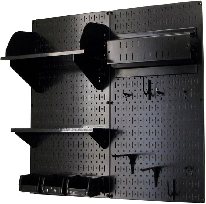 Wall Control Hobby Craft Pegboard Organizer Storage Kit with Black Pegboard and Black Accessories