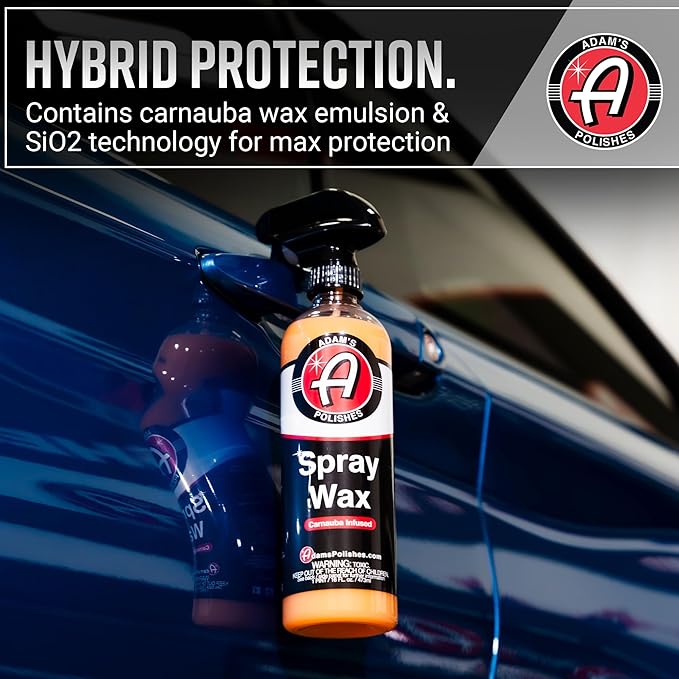 Adam's Polishes Spray Wax 16oz - Premium Infused Carnauba Car Wax Spray For Shine, Polish & Top Coat Paint Protection | Car Wash Enhancer & Clay Bar Lubricant | Car Boat Motorcycle RV Detailing