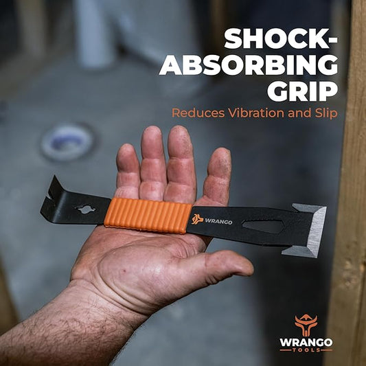 Wrango Tools - 9.5" Trim Bar Pry Bar - Patented Flat Bar Nail Puller with Wide Winged Ends & Shock Absorbing Grip - Lifetime Warranty - 5% Donated To Help Farmers, 2pk