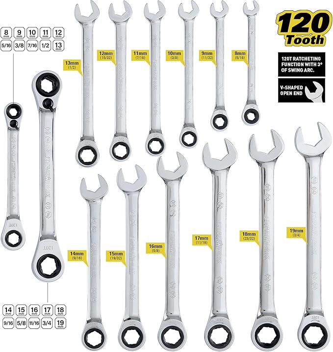 STARWORK TRUE MECHANIC 312-Piece Mechanics Tool Set and Socket Set, Professional 【Pliers Wrench】 SAE/Metric, Mirror-Finish Sockets & Ratchet Wrenches