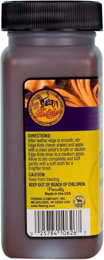 Fiebing's Edge Kote, 4 Oz. - Color Coats Leather Edges - Brown