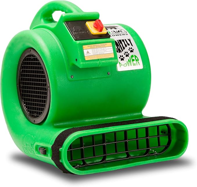 B-Air Grizzly Gp-1 1 HP Air Grizzly Mover Carpet Dryer Floor Fan for Water Damage Restoration Equipment & Pet Cage Dryer Green