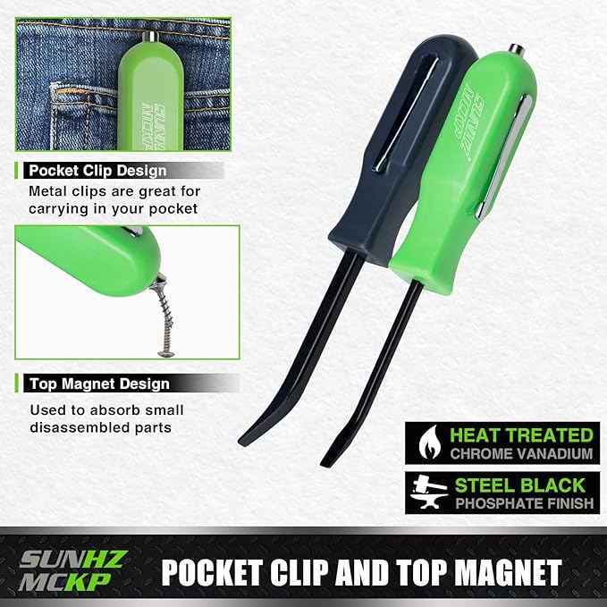 SUNHZMCKP 4 PCS Small Pry Bar, Multifunction Mini Pocket Pry Bar Tool with Magnet Top, for Car Repair Home Office Mechanics Electricians Repair