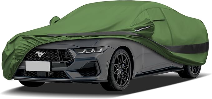 Heavy Duty Outdoor Car Cover Compatible with 1994-2026 Ford Mustang,Waterproof All Weather for Automobiles, Outdoor Full Cover Rain Sun UV Protection with Zipper Cotton
