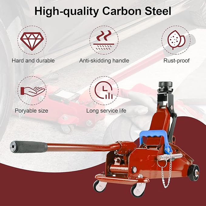 ANCKNE Horizontal Hydraulic Jack Handle 2 Ton, Jack Handle Replacement, with Rubber Gloves Automotive Car Jack Accessories Red