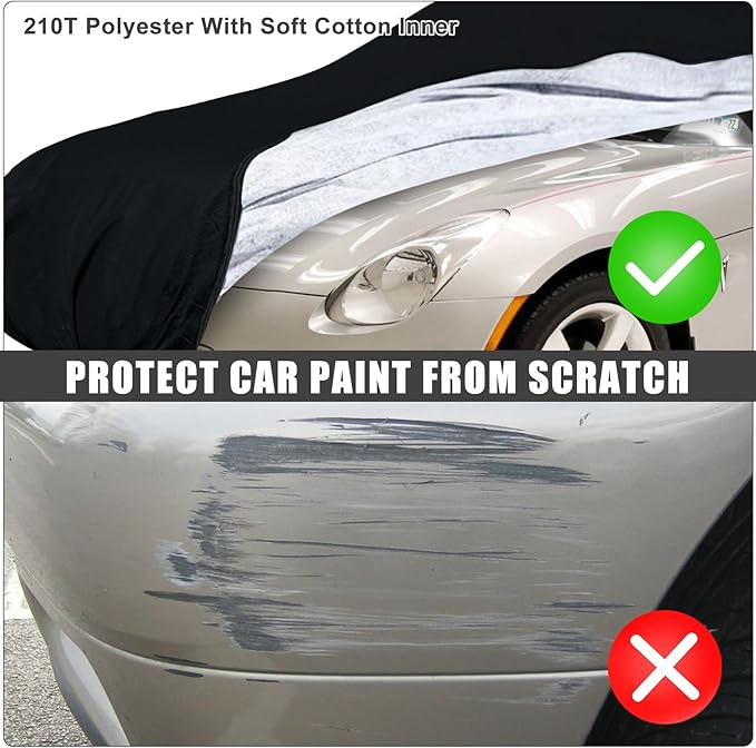 Waterproof Car Cover Replace for 2006-2010 Pontiac Solstice/GXP 2-Door Coupe & Roadster, 210T All Weather Classic Car Covers with Zipper Door & Lock for Snow Rain Dust Protection
