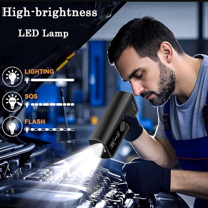 Tire Inflator Portable Air Compressor,4X Faster & High-Capacity Battery,150PSI Cordless Air Pump for Car,Motorcycle,Bike Pump,Basketball & Sports Balls,with LED Light,Air Digital Pressure Gauge