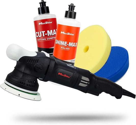 Maxshine M15 Pro Dual Action Polisher and Cut & Polish Kit – 15mm Long Throw, 1000W Power, 5″ Backing Plate, Variable Speed 2,500–5,000 OPM – Professional Car & Marine Paint Correction