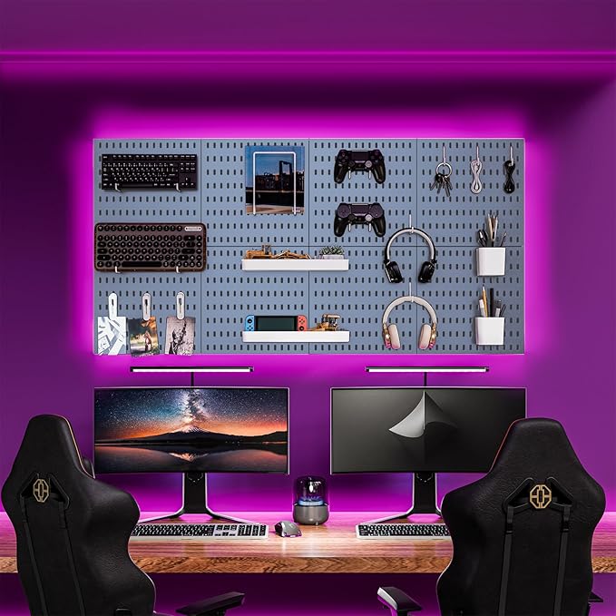 Wall-Mounted Pegboard Kit, 50.4" x 25.2" Organizer Panel – Large, Cost-Effective & Nail-Free Installation Blue