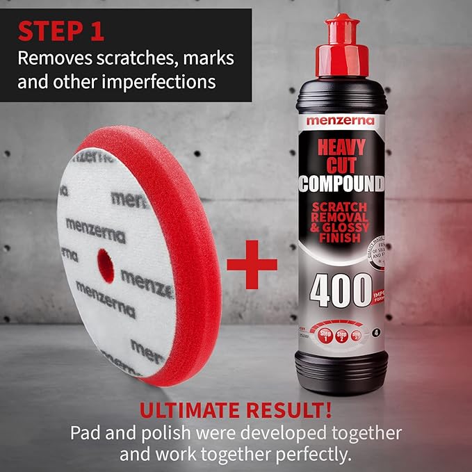 MENZERNA 4 Pcs 6 Inch Premium Polishing Pad Kit I Scratch Repair, Fine Polishing, Shine & Sealing I Body Repair Buffing & Polishing Pads with Safety Edge & Velcro Attachment I Washable & Long Lasting