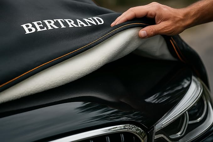 BERTRAND Premium Sedan Car Cover (179 x 69 - Size - A1) - Waterproof All Weather | Door Zipper + Mirror Pockets | Cotton-Lined | UV Protection + Reduces Hail Impact | Compact Sedans