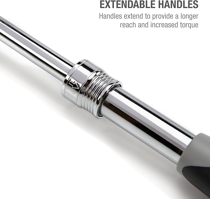 Steelman Pro 1/4-inch Drive 72-Tooth Extendable Flex-Head Ratchet (6.75-8.75-Inch Length), Heat-Treated Chrome-Vanadium Steel, Quick Release, Comfort Grip, Ideal for Auto Mechanics/Confined Spaces