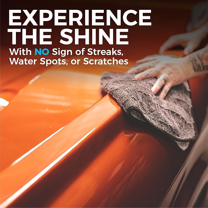 The Rag Company Gauntlet Car Drying Towel - 70/30 Korean Microfiber, Dries Faster Without Scratching, 900gsm, 15x24 inches, Ice Grey/Grey, 2-Pack