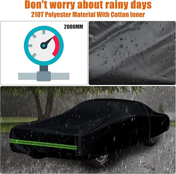 Waterproof Car Cover Compatible with Chevrolet Monte Carlo LS/SS 1978-1988, 210T All Weather Classic Car Covers with Zipper Door & Lock for Snow Rain Protection