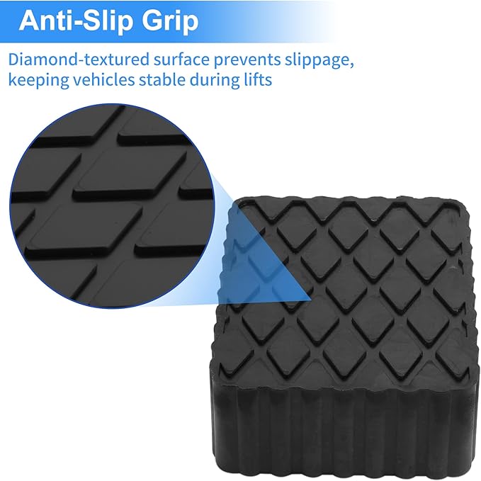 Car Jack Pads 6.3" x 4.7" x 2" Universal Jack Pad Adapter Heavy Duty Rubber Jack Stand Pads 6,000 Lbs(2.7 Tons) Anti-Slip Protect Frame Black 1Pc