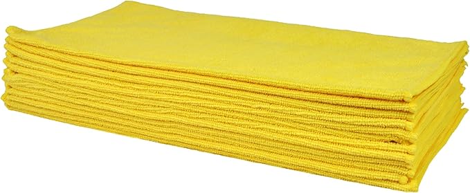 Eurow Utility 240 GSM Terry Weave Microfiber Cleaning Towels for Home, Auto, Boat, RV, Garage, Shop, Streak-Free, Scratch-Free, Reusable, Multi-Surface, Ultra Absorbent, 16x16 Inch, 12-Pack, Yellow