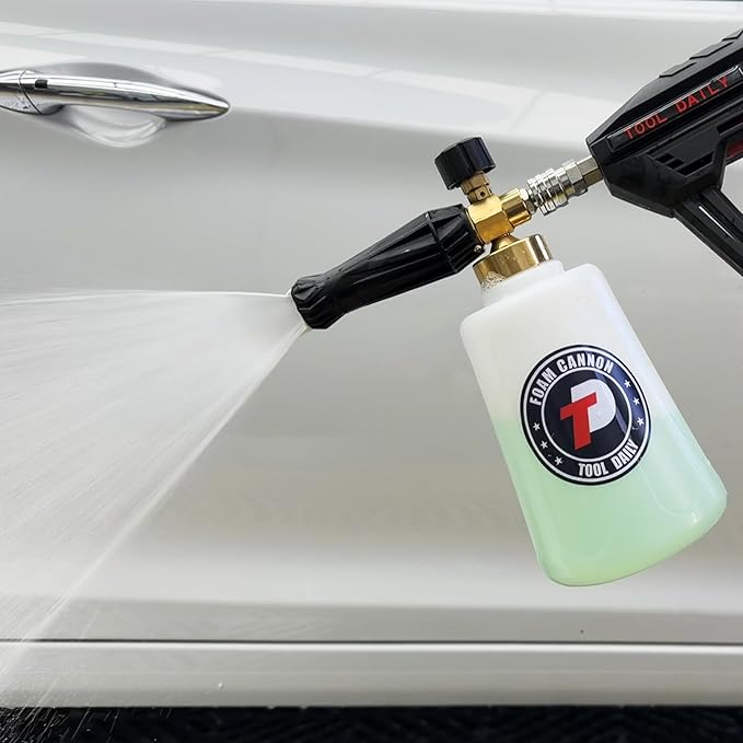 Tool Daily Foam Cannon for Pressure Washer with Car Wash Soap, Adjustable Snow Foam Lance, Additional Orifice Nozzle 1.1mm, 1/4” Quick Connect