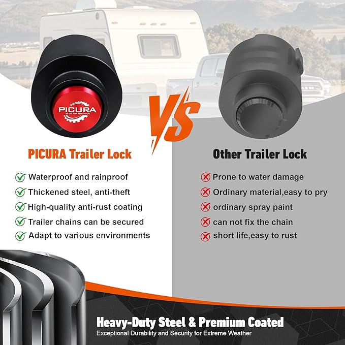 2026 Upgraded Trailer Lock Fits 2-5/16 Inch Coupler, Heavy Duty Trailer Hitch Locks, Anti-Theft Trailer Coupler Lock for RV, Trailer, Boat, Pickup(Red)
