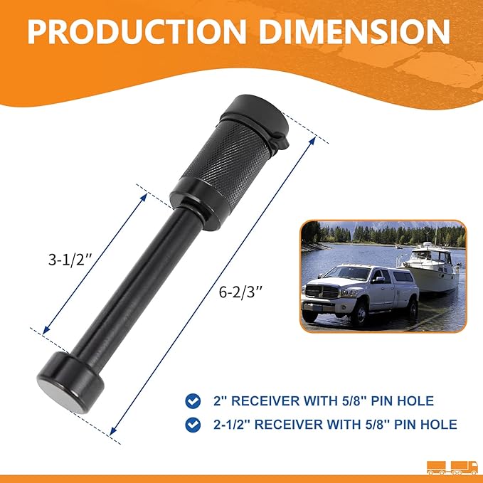 Trailer Hitch Locks, Hitch Lock with 5/8'' Dia 3-1/2” Long Pin Fits 2" and 2-1/2" Receiver Tubes, Class III IV Hitches, Trailer, Truck, Car and Boat Receiver Lock (Keys Alike 4 Pack)