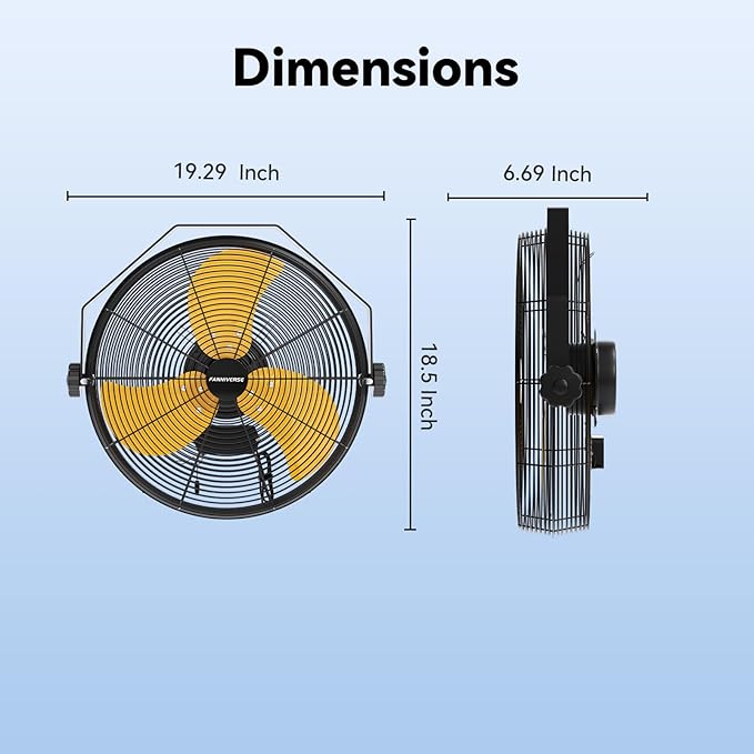 14 Inch Wall Fan Pro Series - Waterproof Motor High Velocity Wall Mount Fans for Commercial, Residential, Warehouse, Covered Patio, Shop, Garage, Barn 3 Speed 3000 CFM UL Safety Listed