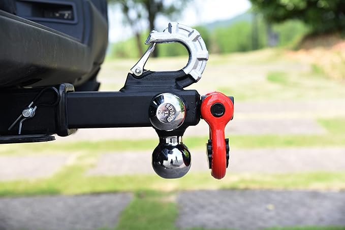 TOPTOW Trailer Hitch Tri-Ball Hitch Mount with Chrome 1-7/8-in, 2-in, 2-5/16-in Tow Balls, 3/4-in Tow Shackle and Tow Hook, Fit for 2 inch Trailer Hitch Receiver