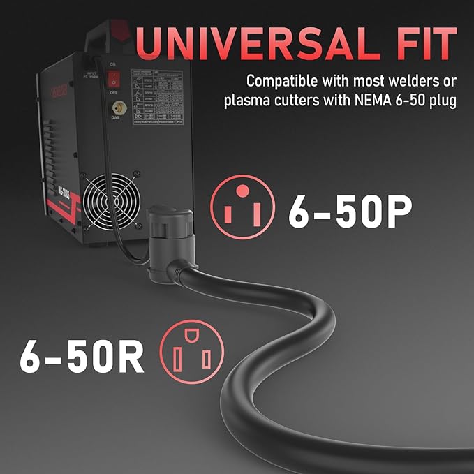 YESWELDER 50ft 250 Volt Welder Extension Cord 8 AWG Power Extension for Welding Machines， NEMA 6-50P to 6-50R