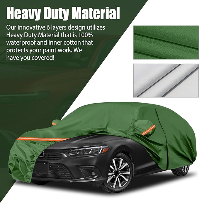 Waterproof Car Covers Replace for 2007-2025 Honda Accord, Multilayer Heavy Duty with Cotton Liner All Weather Custom-fit Car Cover with Zipper Door, Windproof Bands for Snow Rain Dust Protection