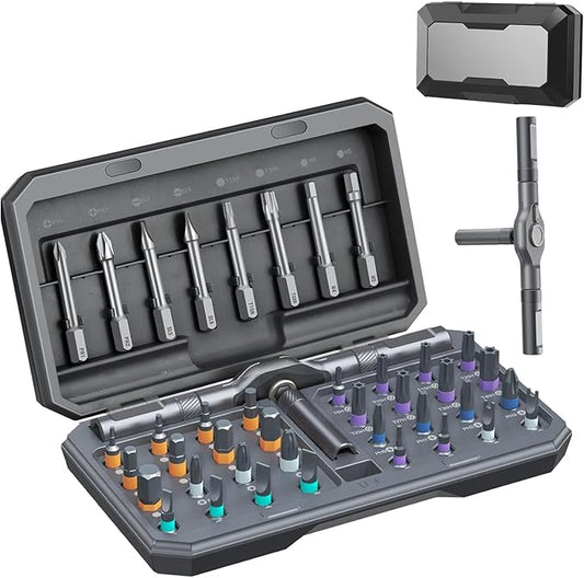 42 in 1 Magnetic Ratchet Screwdriver Set, Multi Bit DIY Magnetic Screwdriver Set with Detachable Ratchet Handle, Portable Precision Repair Tool Kit for Furniture, Electronics, Bicycle