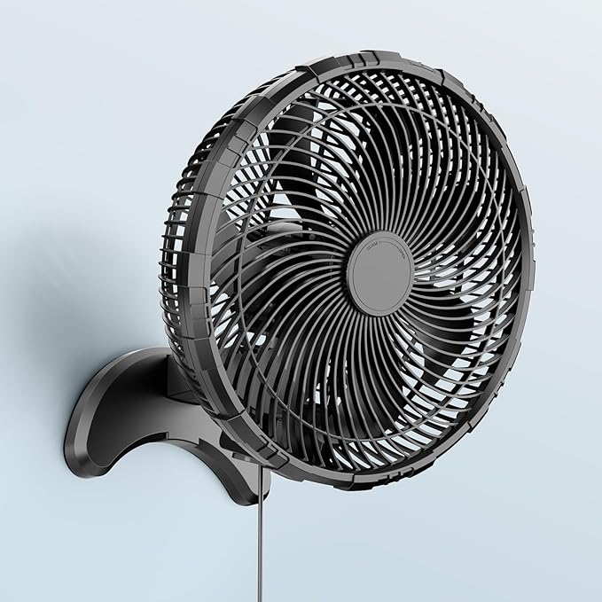Koonie 12 Inch Wall Mount Fan, Quiet Wall Fan with Timer, 9.8ft Wired Remote, 80° Oscillation, 100° Adjustable, 3 Speeds High Velocity for RV Bedroom Kitchen Office Garage