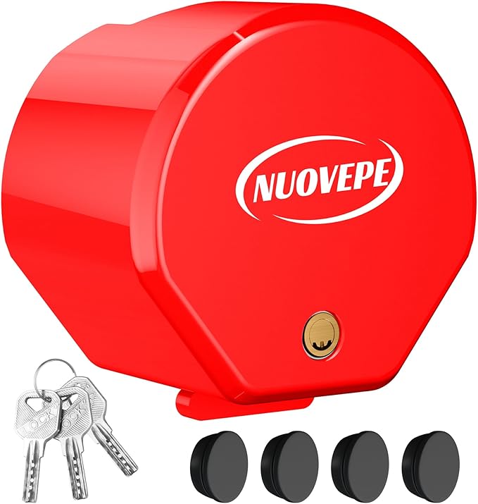 Heavy Duty Anti Theft Trailer Lock, Universal Fit 1-7/8", 2" and 2-5/16" Couplers, Reinforced Solid Steel Tow Lock for Trailer Tongue, Hitch Lock for RV, Cargo, Boat, Camper, Utility (Red)