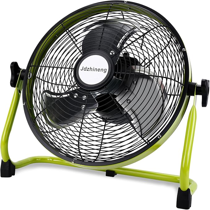 12 Inch Battery Operated Fan, 15000mAh Rechargeable Floor Fan, Portable Cordless Outdoor Fan with Metal Blade for Camping, Travel, Home, and Emergency Use – Green