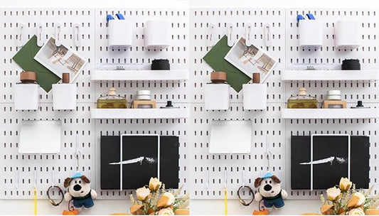 Wall-Mounted Pegboard Kit, 50.4" x 25.2" Organizer Panel – Large, Cost-Effective & Nail-Free Installation White