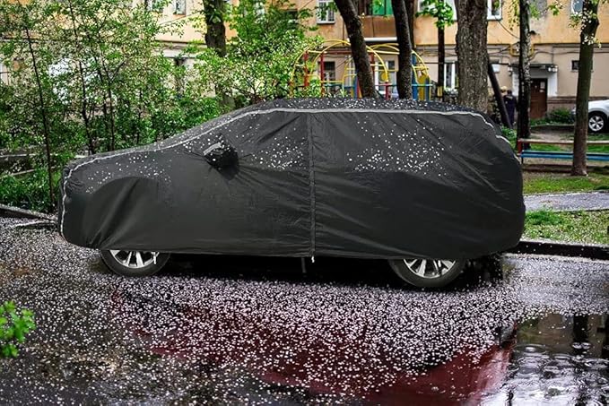 Waterproof Car Cover for Automobiles All Weather - Coverado Outdoor Full Car Covers with Zipper Door, Cotton Backing Snowproof UV Protection Windproof, Universal Fit for Hatchback (160"-172")
