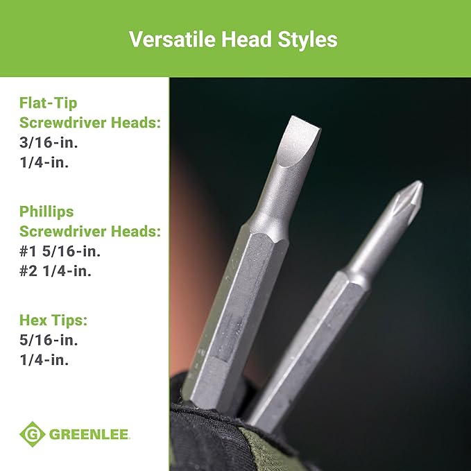 Greenlee 0153-42C 6-in-1 Multi-Tool Screwdriver with Flat-Tip, Phillips, and Hex Bits
