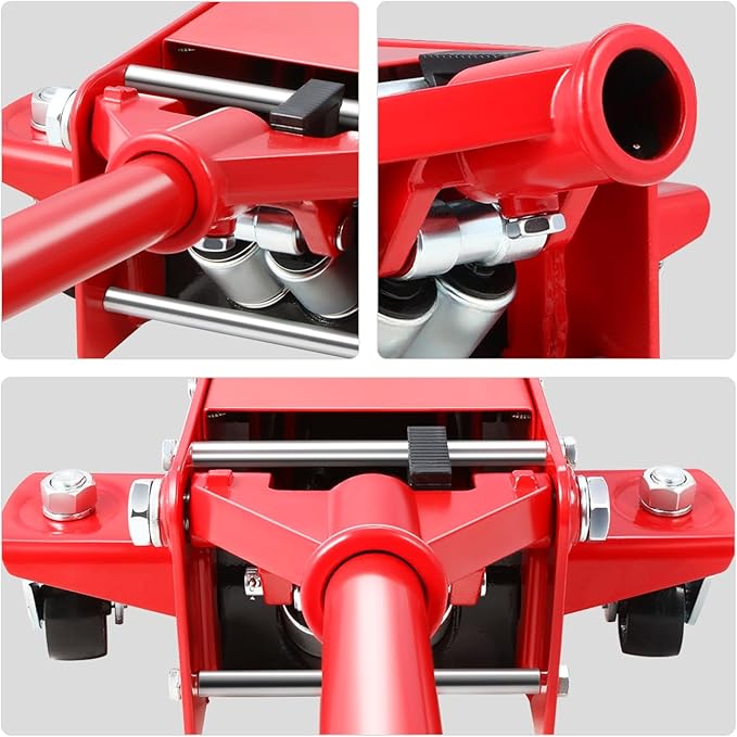 PM PERFORMOTOR Low Profile Hydraulic Trolley Service/Floor Jack, 3 Ton (6000 lbs) Capacity, Lifting Range 3"-20",Red,PM-TOL-FJ30-RD