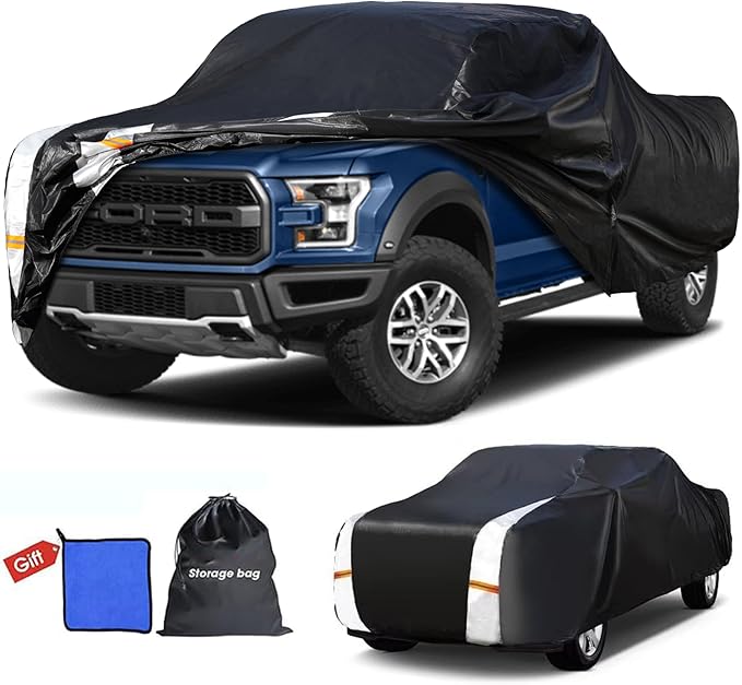Car Cover Waterproof All Weather, Truck Cover Universal Fit Toyota Tacoma/Tundra, Ford F Series, Chevy Silverado/Colorado, GMC Sierra, Dodge Ram, Nissan Frontier etc, See Chart(Length 243"-250").