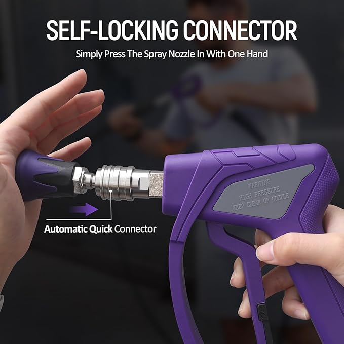 TUTULUCK® Swivel Gun Pro - High Pressure Trigger with 3/8" Male Plug, 1/4” Stainless Steel Automatic Quick Connect Coupler, 25° Nozzle Guard - Power Washer Gun with M22 Fittings