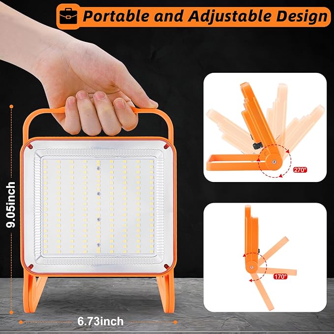 2-Pack 50W Super Bright LED Work Light - 8,000LM (500W Equivalent), IP65 Waterproof, 10ft Heavy Duty Cord, 5000K Daylight, Adjustable Flood Lights for Workshop, Garage, Construction Site
