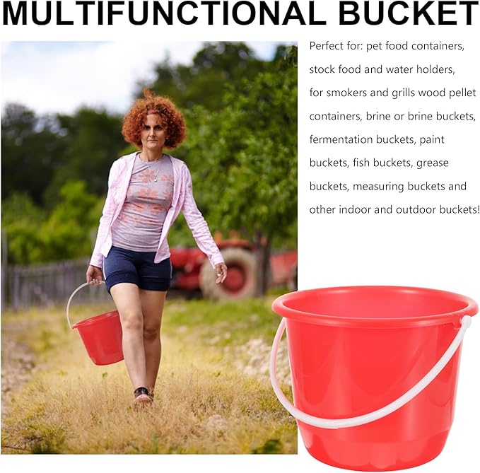 Plastic Water Bucket with Handle 1.3 Gallon Portable Household Bucket for Gardening pet Watering and Storage