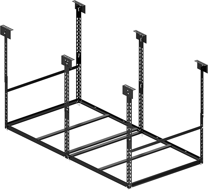 3x6 Ft Overhead Garage Storage Rack, 28-41 inch Height Adjustable Ceiling Mounted Organization Rack, 700 lbs Weight Capacity, 36"x72" Heavy Duty Space-Saving Metal Rack for Garage Storage