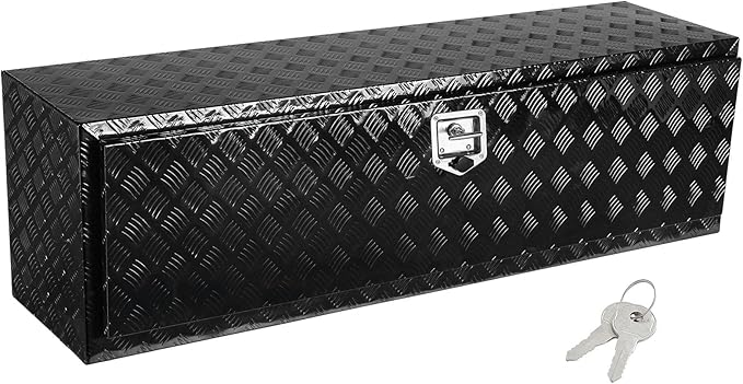 VEVOR Underbody Truck Box, 60" x 17" x 18" Pickup Storage Box, Heavy Duty Aluminum Diamond Plate Tool Box with Lock and Keys, Waterproof Trailer Storage Box with T-Handle Latch for Truck, Van, Trailer