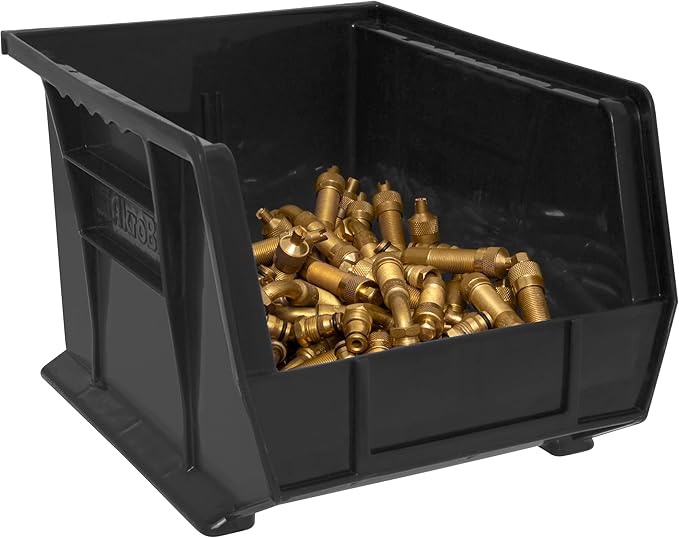 Akro-Mils 30239 AkroBins Plastic Storage Bins, Space-Saving Stackable Bins for Garage, Pantry, Craft Organization, 11-" x 8-" x 7-", Black, 6-Pack