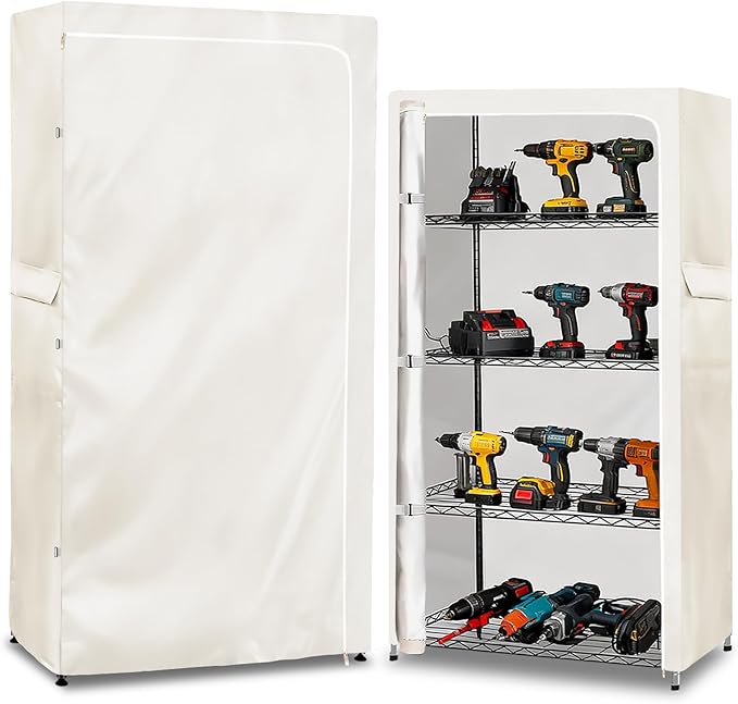 Rileytee Wire Shelf Cover,Heavy Duty 600D Dustproof Waterproof Shelf Covers for Wire Shelving,Outdoor Storage Rack Cover for Wire Rack with Zipper,White,36"W x 16"D x 72"H